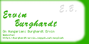ervin burghardt business card